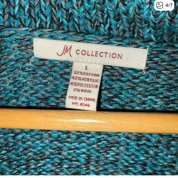 Vintage SweaterChunky knit  Patchwork Sweater Cardigan Cotton Wool Large - Picture 5 of 8